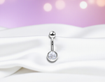 Titanium & Platinum Bezel Set Lab Diamond Belly Ring - Pobjoy Diamonds