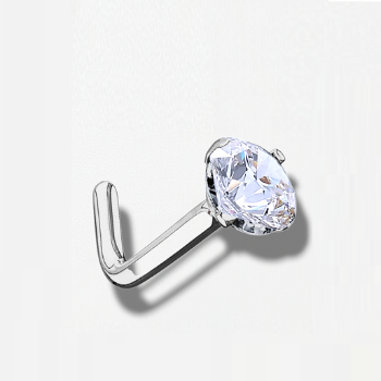 316 Steel & Diamond L-Bend Nose Stud Rhodium Plated