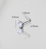 316 Steel & Diamond L-Bend Nose Stud Rhodium Plated - Pobjoy Diamonds