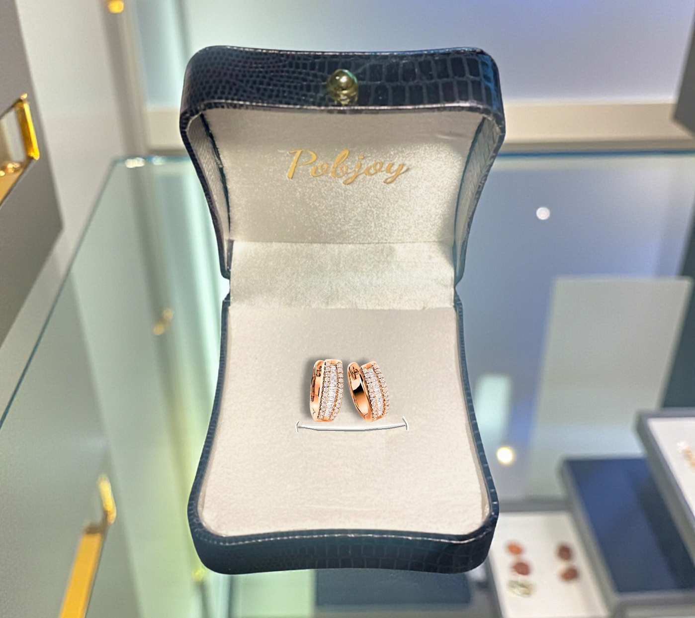 Baguette & Round Cut Diamond Hug Earrings - 1.00 Carat