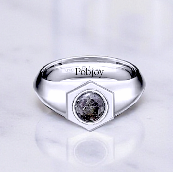 Mens Salt & Pepper Diamond Ring 1.00 Carat