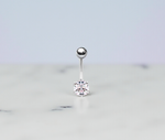 NEW! Silver & Platinum Plated Prong Set Lab Diamond Belly Ring- Options - Pobjoy Diamonds
