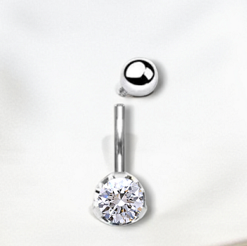 Platinum & Titanium One Carat Lab Diamond Belly Ring - Pobjoy Diamonds