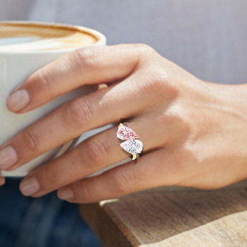 Toi Et Moi Pink & White Lab Diamond Engagement Ring - Options