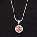 Round Red Ruby & Diamond Pendant 0.47 Carat