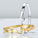 9K White Or Yellow Gold Baby Hook Bangle. Pobjoy Diamonds.