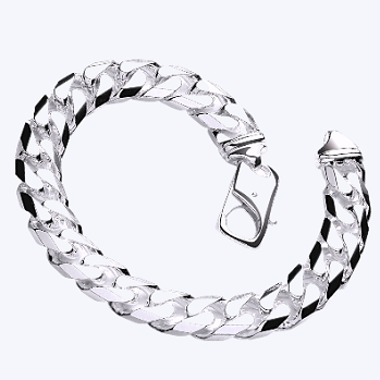 Gents Heavy Sterling Silver Curb Bracelet 10.5mm