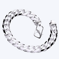 Gents Heavy Sterling Silver Curb Bracelet 10.5mm - Pobjoy Diamonds