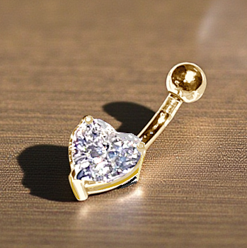 Silver & Titanium Heart Lab Diamond Belly Ring E/VS1 - Options
