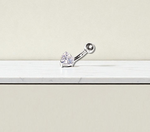 Silver & Titanium Heart Lab Diamond Belly Ring D-E/VS1 - Options - Pobjoy Diamonds