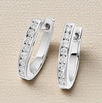 Round Brilliant Cut Channel 0.34 Carat Diamond Earrings