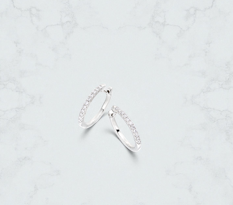 Platinum Diamond Hoop Earrings 0.36 Carat