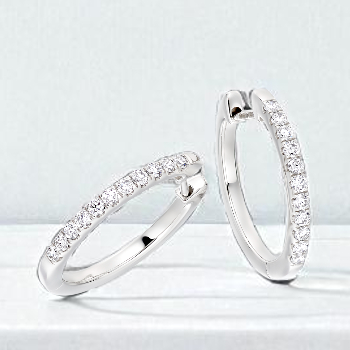 Platinum Diamond Hoop Earrings 0.36 Carat