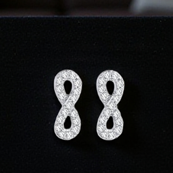 9K White Gold 0.15 Carat Infinity Diamond Stud Earrings