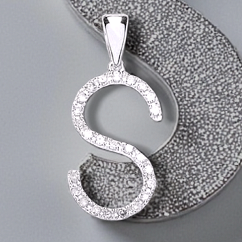 9K White Gold & Diamond Initial Pendant-S