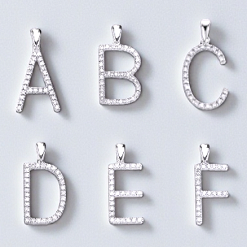 White Gold & Diamond Letter Pendant A-V 25mm Height