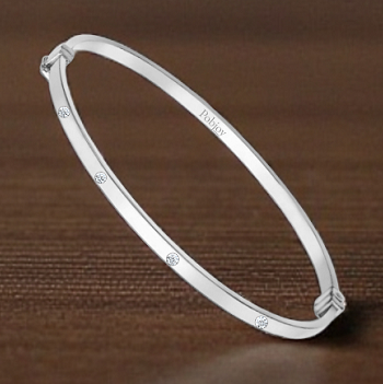 White Gold Five Diamond Hinged Flat Bangle - Options