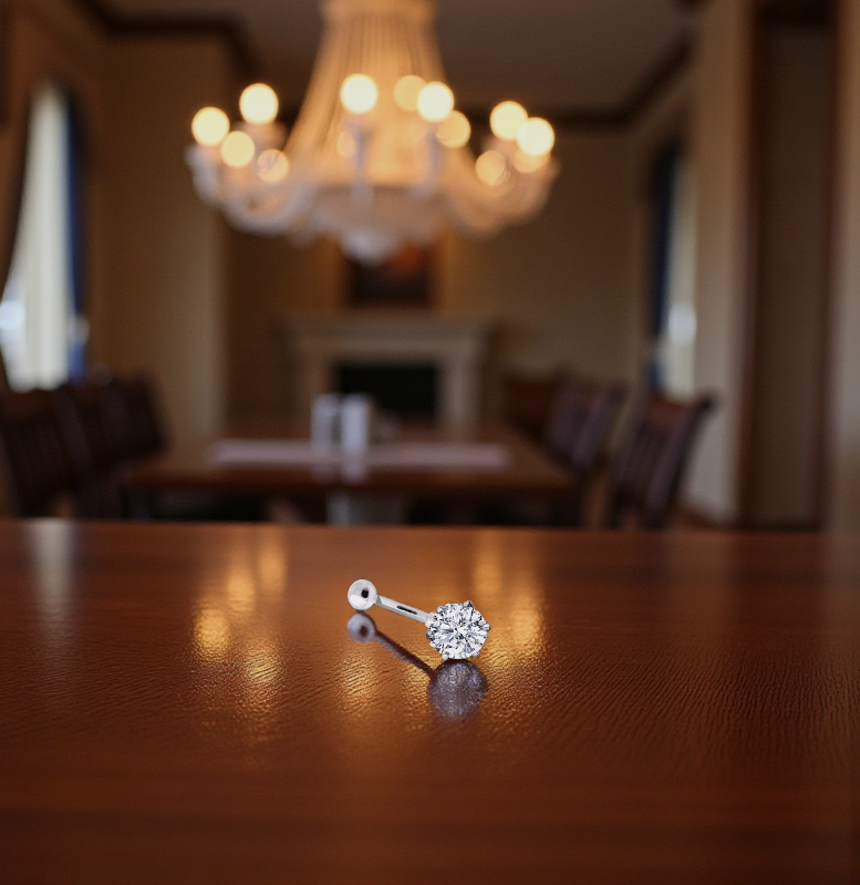 Titanium & Silver 0.80 Carat Lab Diamond Belly Ring - Special Black Friday Offer