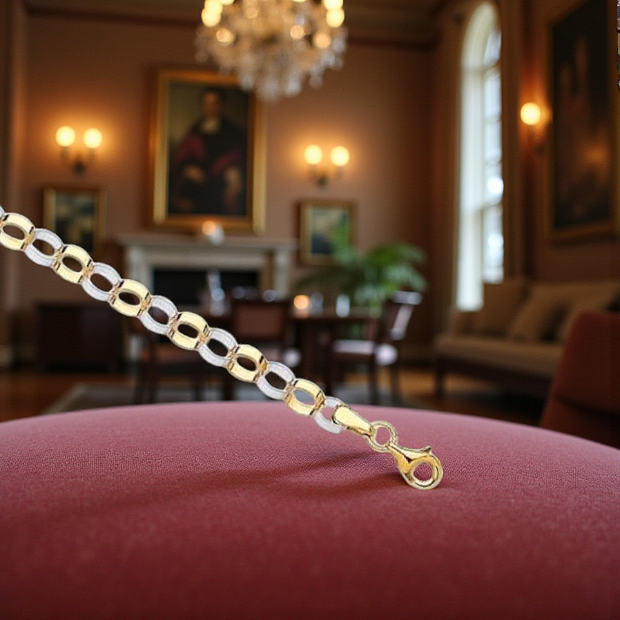 9K Yellow & White Gold Interlink Bracelet - Pobjoy Diamonds