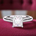 Custom Princess Cut Solitaire Lab Grown Diamond Ring 0.75 To 2.00 Carats