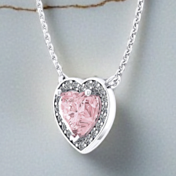 Lab Grown 1.10 Carat Vivid Pink Heart Diamond Necklace