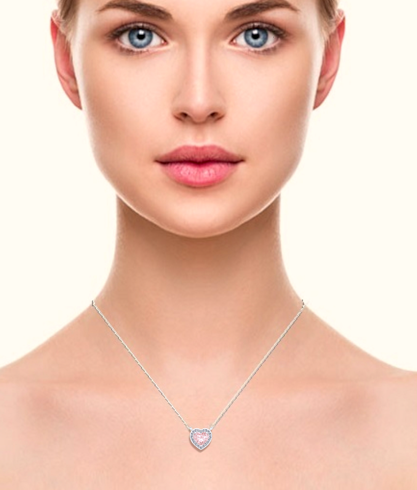 Lab Grown 1.10 Carat Vivid Pink Heart Diamond Necklace - Pobjoy Diamonds