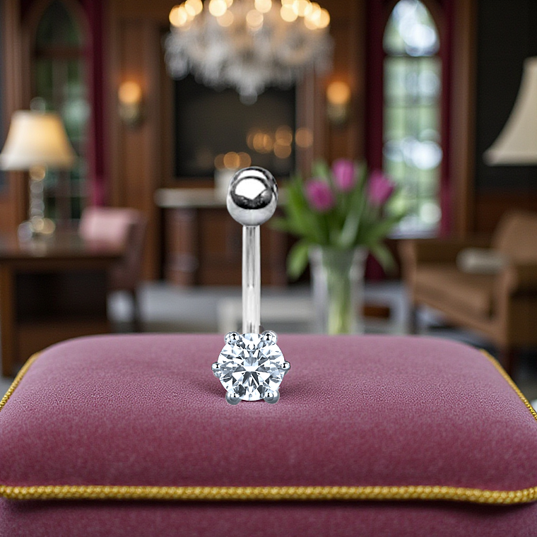 Platinum & Titanium 0.35 Carat Natural Diamond Belly Ring - Special Offer