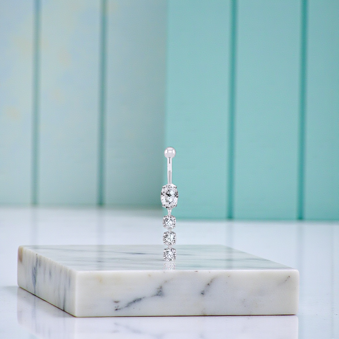 Platinum or Gold Four Stone Lab Diamond Drop Belly Ring 1.45 Carats - E/VS1 - Pobjoy Diamonds