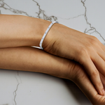 White Gold Ladies Studded Diamond Oval Bangle 0.20 Carat - Pobjoy Diamonds