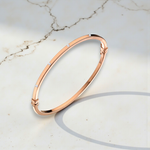 9K Rose Gold Square Edge Ladies Hinged Bangle - Plain or Diamond Studded