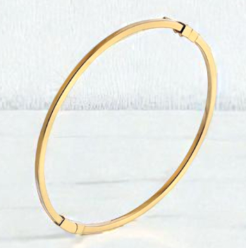 Solid 9K Yellow Gold Square Edge Hinged Bangle - Plain or With Diamonds