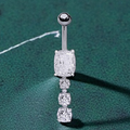 Cushion & Round Cut Lab Diamond Dangly Belly Ring
