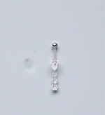 Pear & Round Cut Lab Diamond Dangly Belly Ring - Pobjoy Diamonds