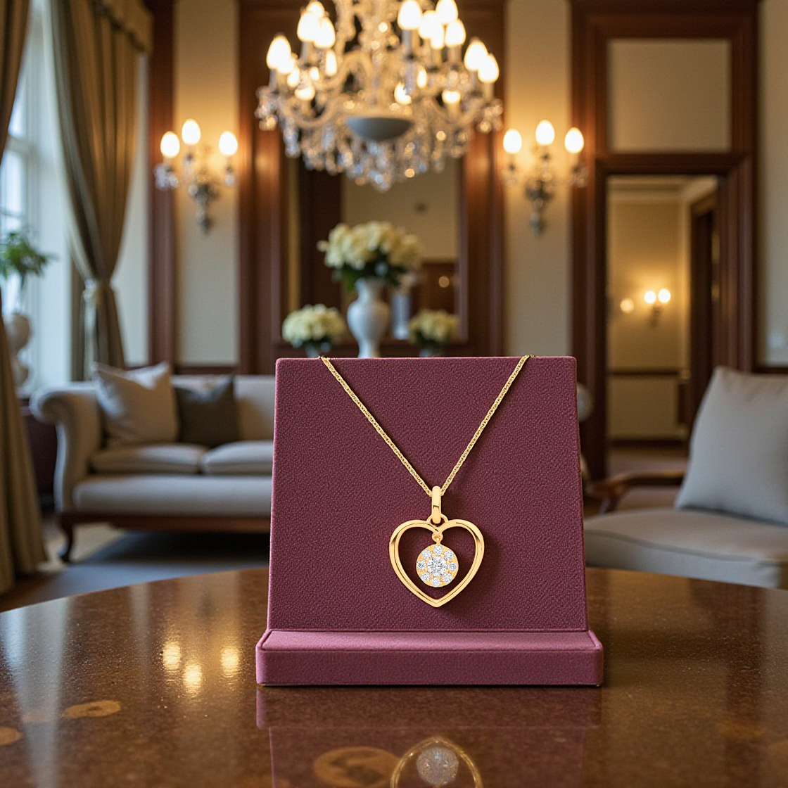 9K Gold 0.30 Carat Diamond Heart Silhouette Pendant - Pobjoy Diamonds