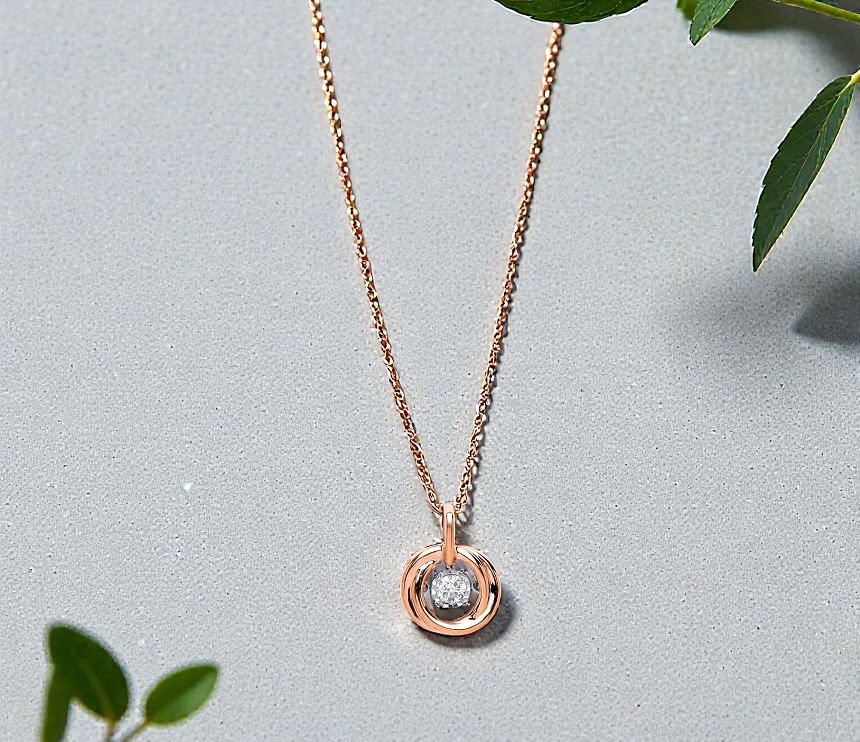 9K Rose Gold 0.10 Carat Dancing Diamond Pendant - Pobjoy Diamonds