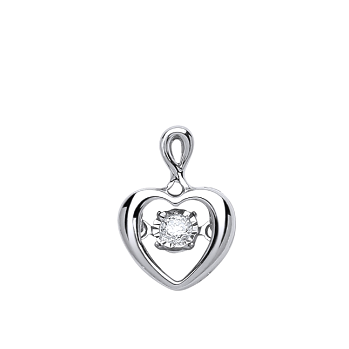 9K White Gold Heart & Floating Diamond Pendant - Pobjoy Diamonds