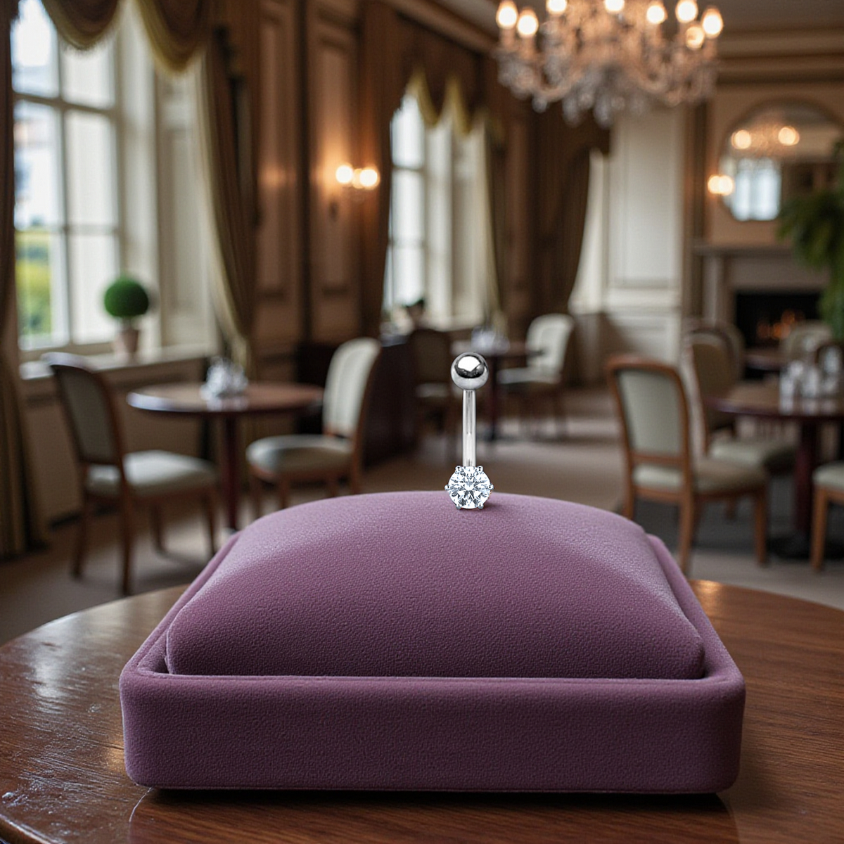 Platinum & Titanium 0.30 Carat Natural Diamond Belly Ring - Special Offer - Pobjoy Diamonds