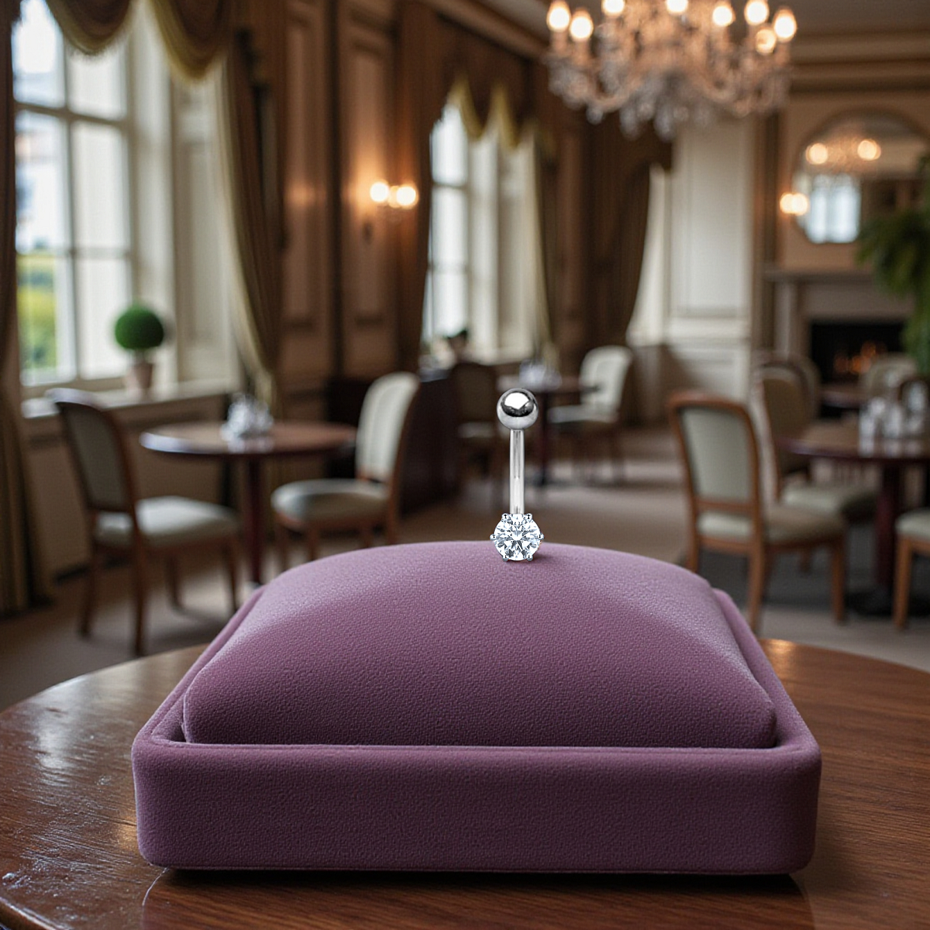 Platinum & Titanium 0.30 Carat Natural Diamond Belly Ring - Special Offer - Pobjoy Diamonds