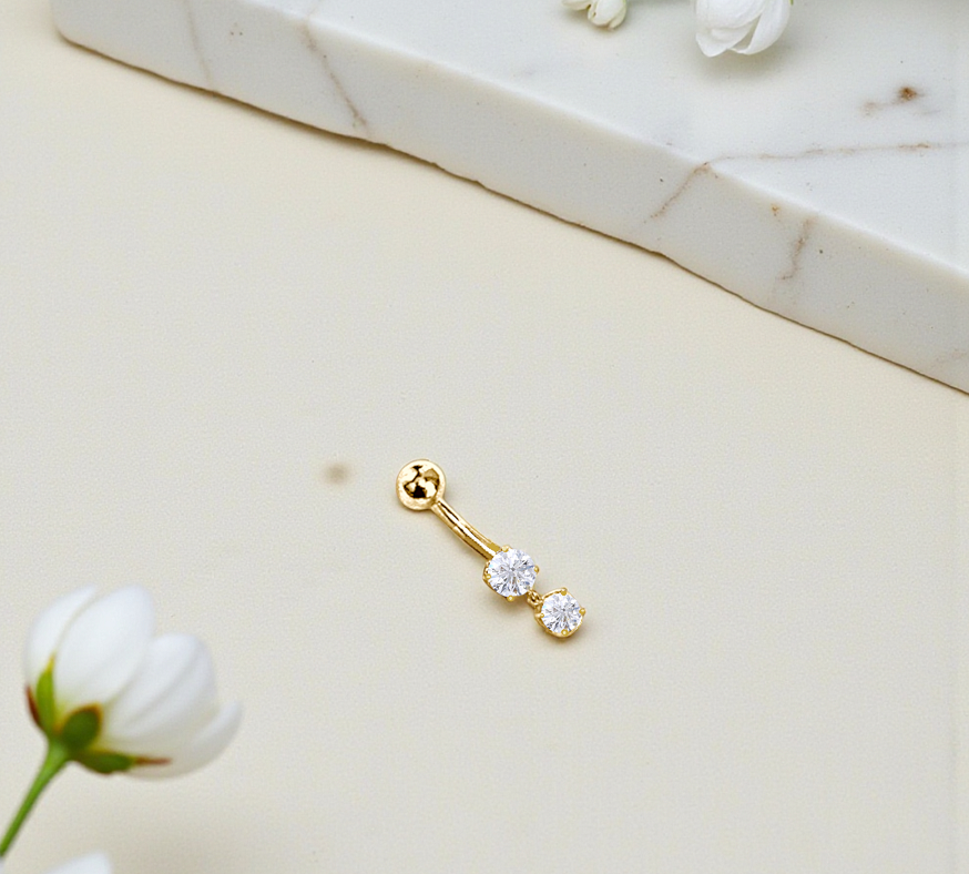 Double Diamond Dangly Belly Ring 0.33 Carats - Pobjoy Diamonds