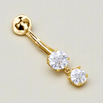 Double Diamond Dangly Belly Ring 0.33 Carats