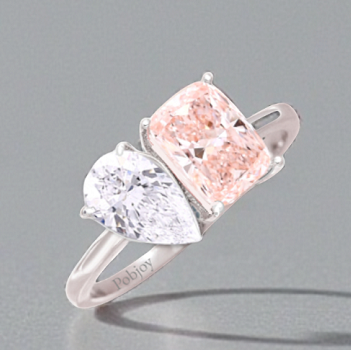 Toi Et Moi Pink Cushion & Pear Lab Diamond Engagement Ring - Options