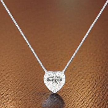 Heart Diamond & Halo Necklace 1.16 Carat