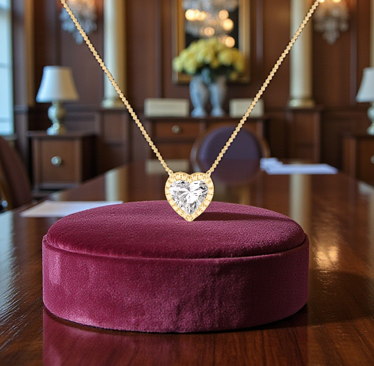 Heart Diamond & Halo Necklace 1.16 Carat