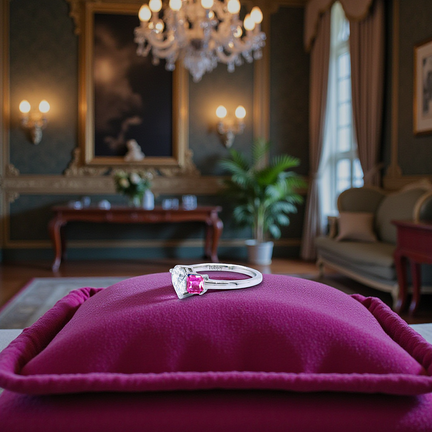 Toi Et Moi Diamond & Deep Pink Sapphire Engagement Ring - Pobjoy Diamonds