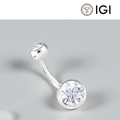 Lab Diamond Belly Ring Twin Solitaires 1.60 Carats E/VVS1