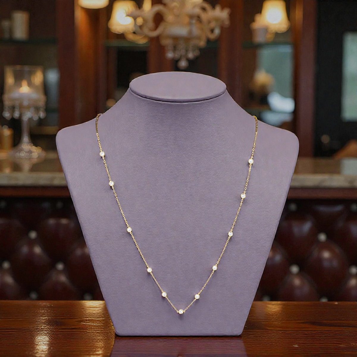 9K Gold Two Feet of Lab Grown Diamonds Necklace -1.54 Carat - Pobjoy Diamonds