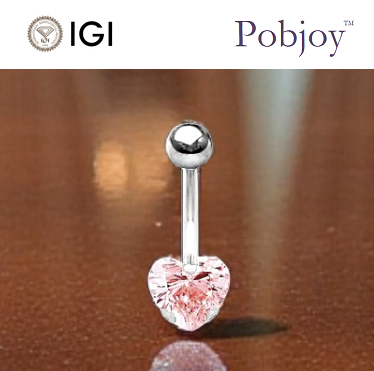 Titanium Fancy Intense Pink Lab Diamond Belly Ring 1.00 Carat
