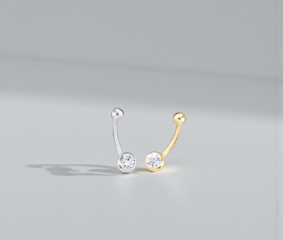 Lab Diamond Solitaire Belly Ring F/VS1 - Choice Of Carat Weights From - Pobjoy Diamonds