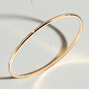 9K Yellow Gold Diamond Scattered D Shape Bangle 