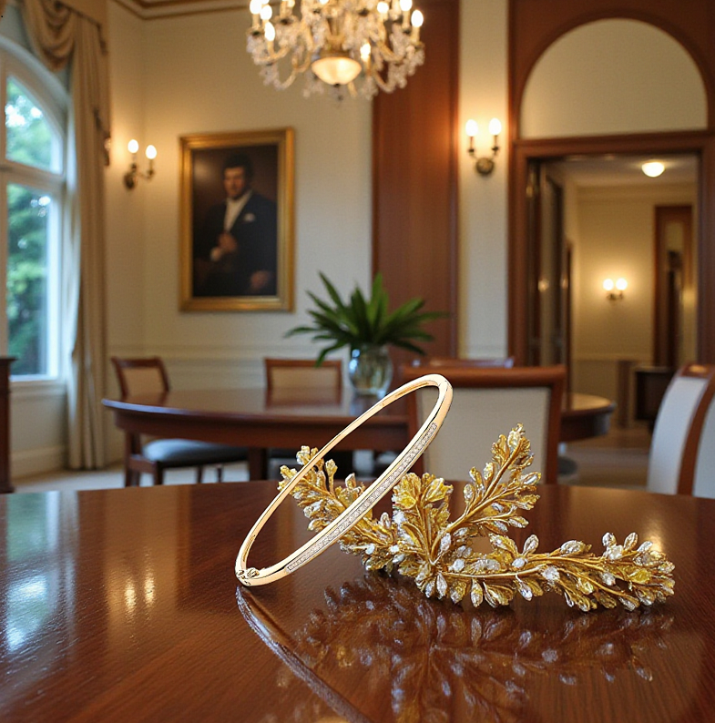 9K Yellow Gold Hinged Channel Set Diamond Bangle 0.50 CTW - Pobjoy Diamonds